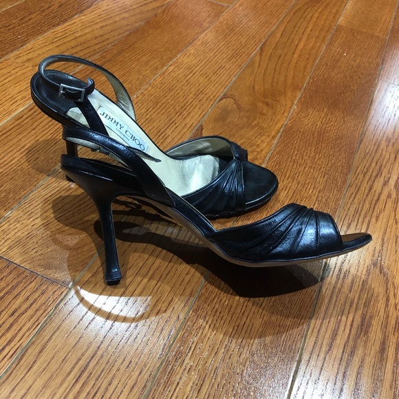 Jimmy Choo Black Leather Slingback Sandals 36.5 - Picture 2 of 5